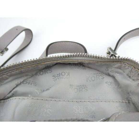 Michael Kors Abbey Gray Silver Perforated Leather Mini Backpack - Picture 14 of 16